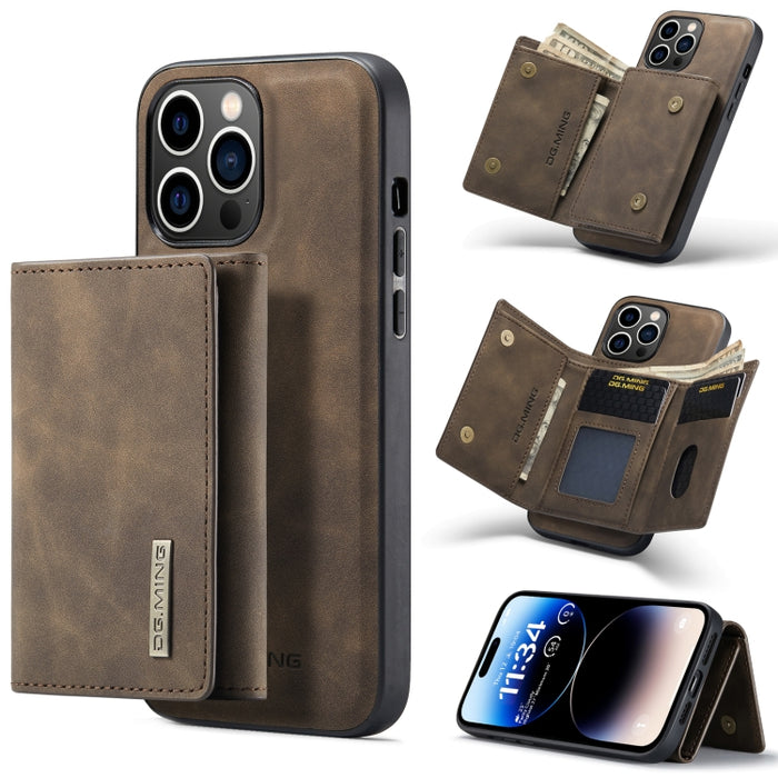 DG.MING M1 Series Estuche de cuero con billetera para múltiples tarjetas de 3 pliegues