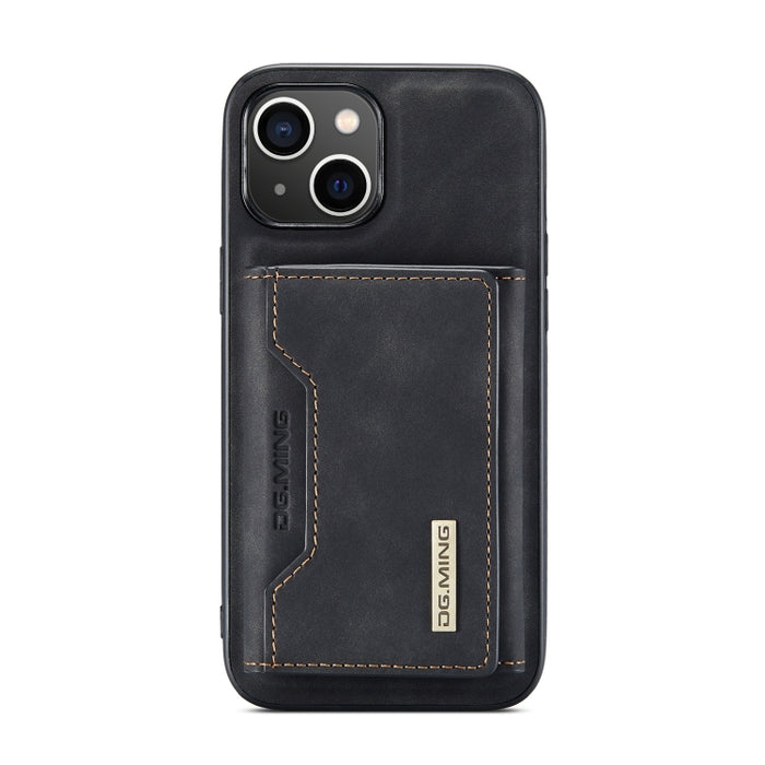 DG.MING M2 Series Estuche de cuero magnético con bolsa para tarjetas de 3 pliegues
