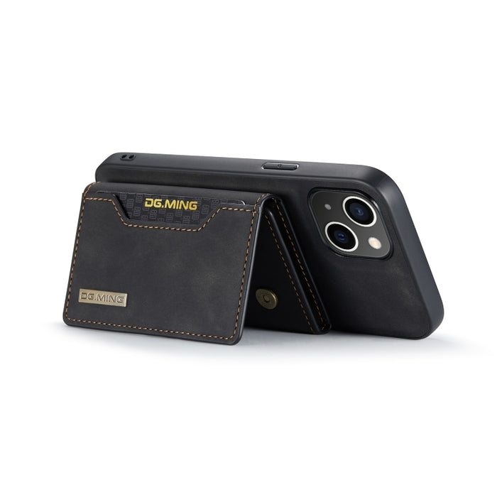 DG.MING M2 Series Estuche de cuero magnético con bolsa para tarjetas de 3 pliegues