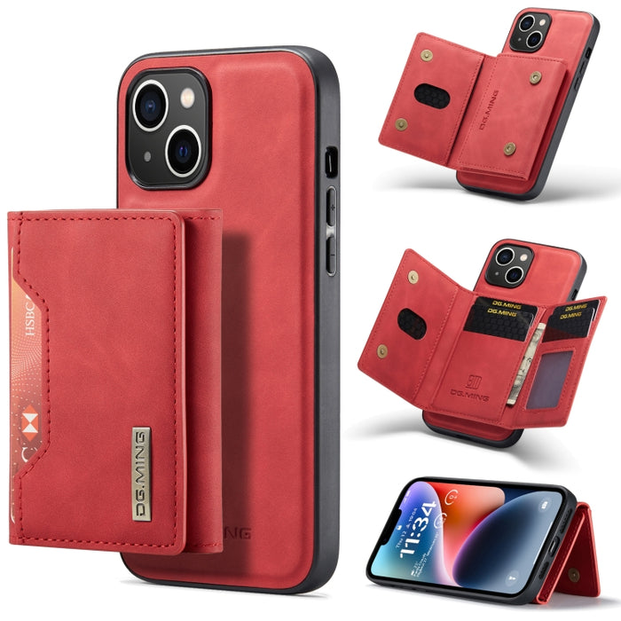 DG.MING M2 Series Estuche de cuero magnético con bolsa para tarjetas de 3 pliegues
