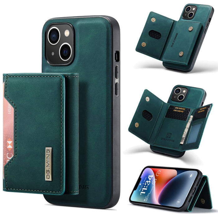 DG.MING M2 Series Estuche de cuero magnético con bolsa para tarjetas de 3 pliegues