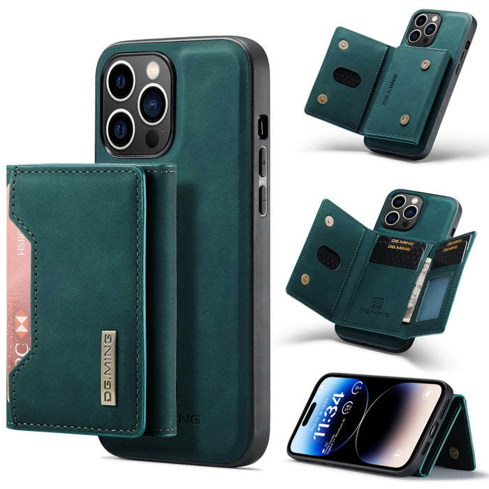 DG.MING M2 Series Estuche de cuero magnético con bolsa para tarjetas de 3 pliegues