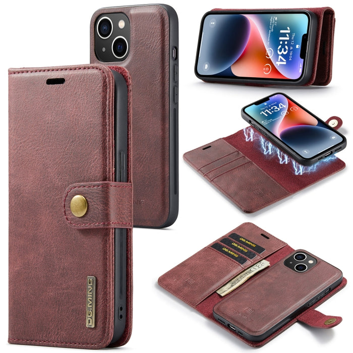 DG.MING Crazy Horse Texture Estuche de cuero magnético desmontable