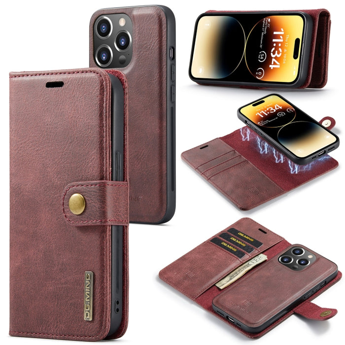 DG.MING Crazy Horse Texture Estuche de cuero magnético desmontable