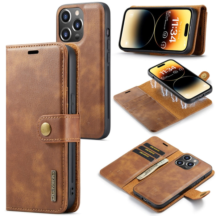 DG.MING Crazy Horse Texture Estuche de cuero magnético desmontable