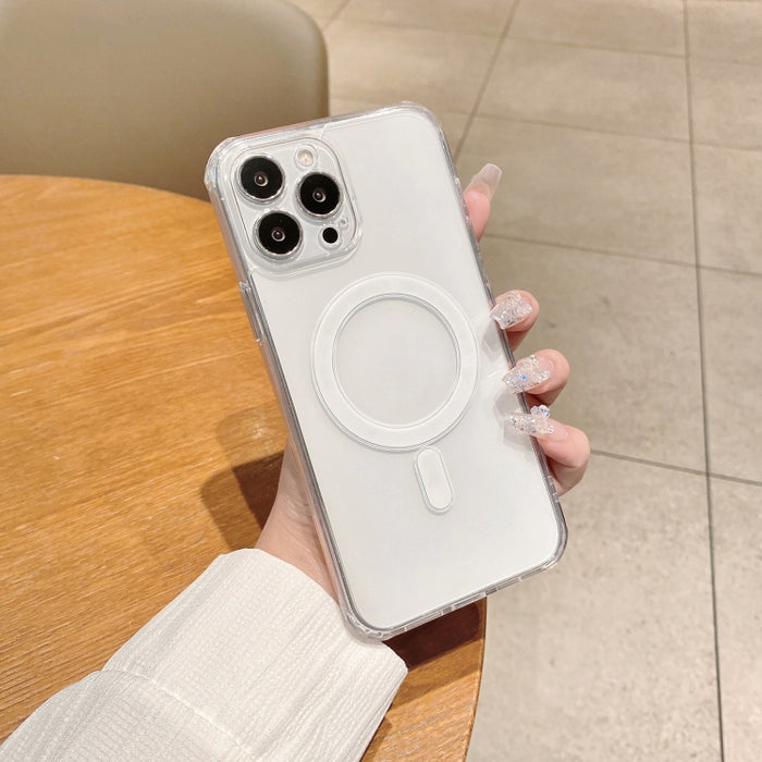 Estuche de TPU de acrílico transparente magnético MagSafe con orificio fino