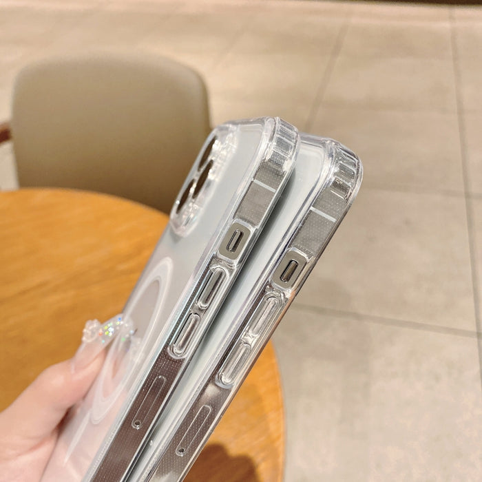 Estuche de TPU de acrílico transparente magnético MagSafe con orificio fino