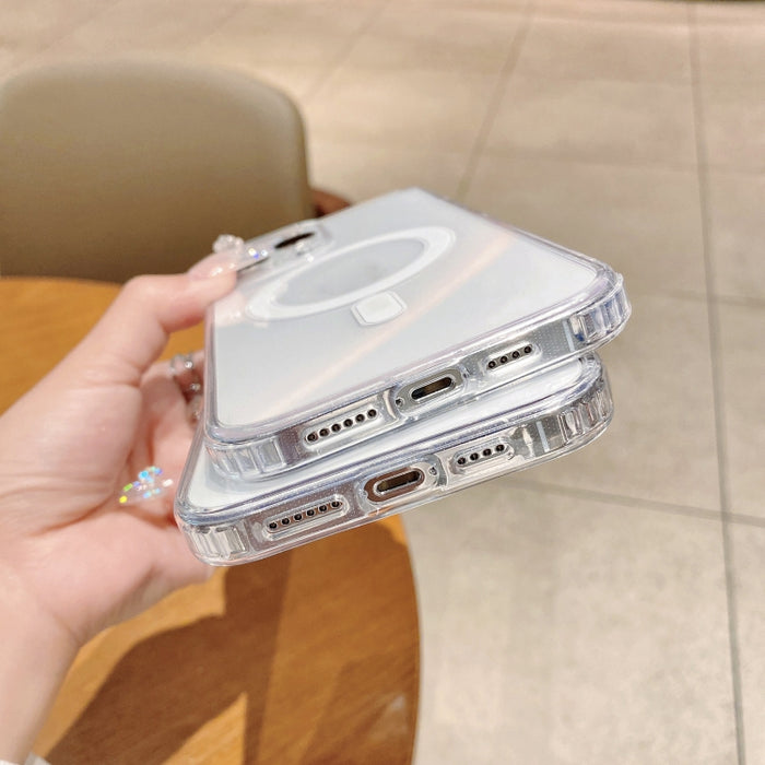 Estuche de TPU de acrílico transparente magnético MagSafe con orificio fino