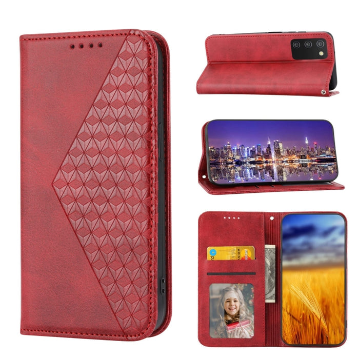 Caja de teléfono de cuero con cierre magnético y textura de becerro de rejilla cúbica, For Nothing Phone 1, For Xiaomi Redmi Note 11S 5G, For Xiaomi Redmi Note 11S Global, For Xiaomi Redmi Note 11 Pro 4G, For Xiaomi Redmi 10C 4G, For Xiaomi Redmi 10A  ...