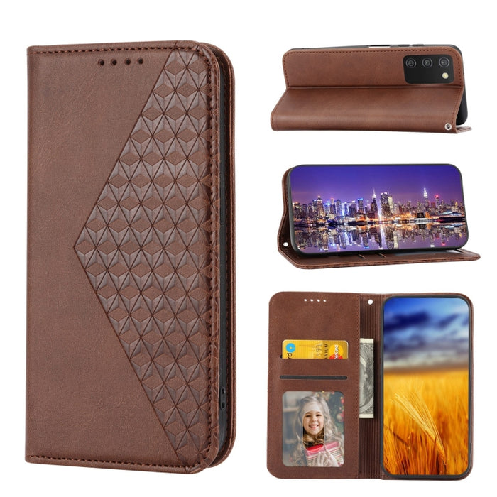 Caja de teléfono de cuero con cierre magnético y textura de becerro de rejilla cúbica, For Nothing Phone 1, For Xiaomi Redmi Note 11S 5G, For Xiaomi Redmi Note 11S Global, For Xiaomi Redmi Note 11 Pro 4G, For Xiaomi Redmi 10C 4G, For Xiaomi Redmi 10A  ...