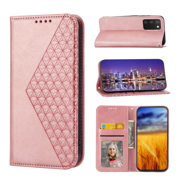 Caja de teléfono de cuero con cierre magnético y textura de becerro de rejilla cúbica, For Nothing Phone 1, For Xiaomi Redmi Note 11S 5G, For Xiaomi Redmi Note 11S Global, For Xiaomi Redmi Note 11 Pro 4G, For Xiaomi Redmi 10C 4G, For Xiaomi Redmi 10A  ...