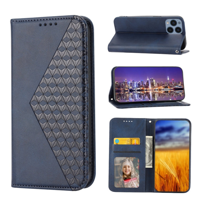 Caja de teléfono de cuero con cierre magnético y textura de becerro de rejilla cúbica, For Nothing Phone 1, For Xiaomi Redmi Note 11S 5G, For Xiaomi Redmi Note 11S Global, For Xiaomi Redmi Note 11 Pro 4G, For Xiaomi Redmi 10C 4G, For Xiaomi Redmi 10A  ...
