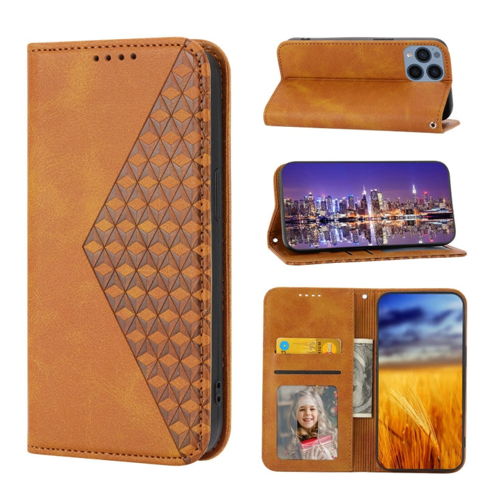 Caja de teléfono de cuero con cierre magnético y textura de becerro de rejilla cúbica, For Nothing Phone 1, For Xiaomi Redmi Note 11S 5G, For Xiaomi Redmi Note 11S Global, For Xiaomi Redmi Note 11 Pro 4G, For Xiaomi Redmi 10C 4G, For Xiaomi Redmi 10A  ...