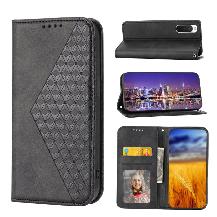 Caja de teléfono de cuero con cierre magnético y textura de becerro de rejilla cúbica, For Nothing Phone 1, For Xiaomi Redmi Note 11S 5G, For Xiaomi Redmi Note 11S Global, For Xiaomi Redmi Note 11 Pro 4G, For Xiaomi Redmi 10C 4G, For Xiaomi Redmi 10A  ...