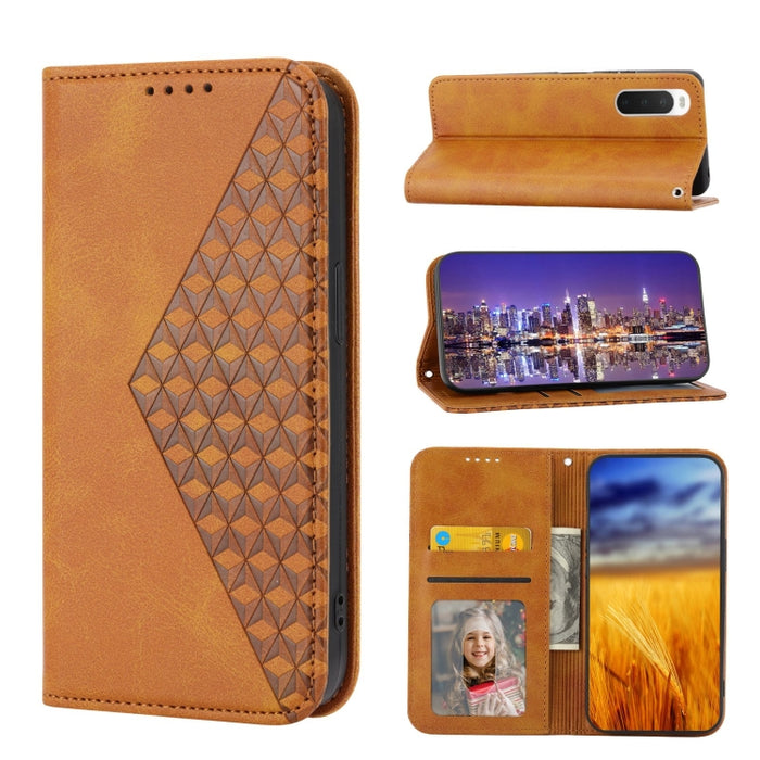 Caja de teléfono de cuero con cierre magnético y textura de becerro de rejilla cúbica, For Nothing Phone 1, For Xiaomi Redmi Note 11S 5G, For Xiaomi Redmi Note 11S Global, For Xiaomi Redmi Note 11 Pro 4G, For Xiaomi Redmi 10C 4G, For Xiaomi Redmi 10A  ...