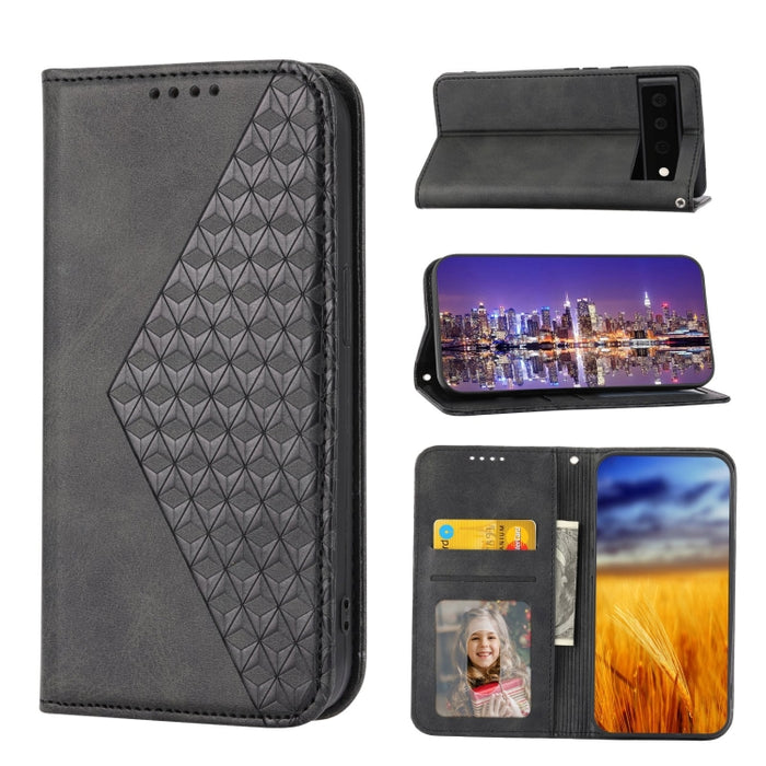 Caja de teléfono de cuero con cierre magnético y textura de becerro de rejilla cúbica, For Nothing Phone 1, For Xiaomi Redmi Note 11S 5G, For Xiaomi Redmi Note 11S Global, For Xiaomi Redmi Note 11 Pro 4G, For Xiaomi Redmi 10C 4G, For Xiaomi Redmi 10A  ...