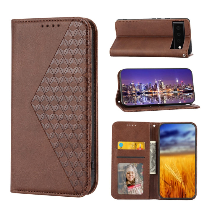 Caja de teléfono de cuero con cierre magnético y textura de becerro de rejilla cúbica, For Nothing Phone 1, For Xiaomi Redmi Note 11S 5G, For Xiaomi Redmi Note 11S Global, For Xiaomi Redmi Note 11 Pro 4G, For Xiaomi Redmi 10C 4G, For Xiaomi Redmi 10A  ...