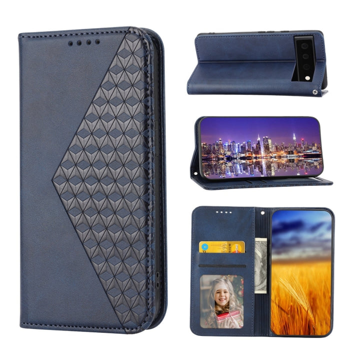 Caja de teléfono de cuero con cierre magnético y textura de becerro de rejilla cúbica, For Nothing Phone 1, For Xiaomi Redmi Note 11S 5G, For Xiaomi Redmi Note 11S Global, For Xiaomi Redmi Note 11 Pro 4G, For Xiaomi Redmi 10C 4G, For Xiaomi Redmi 10A  ...