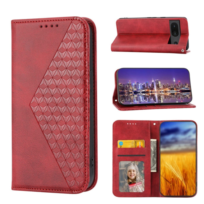 Caja de teléfono de cuero con cierre magnético y textura de becerro de rejilla cúbica, For Nothing Phone 1, For Xiaomi Redmi Note 11S 5G, For Xiaomi Redmi Note 11S Global, For Xiaomi Redmi Note 11 Pro 4G, For Xiaomi Redmi 10C 4G, For Xiaomi Redmi 10A  ...