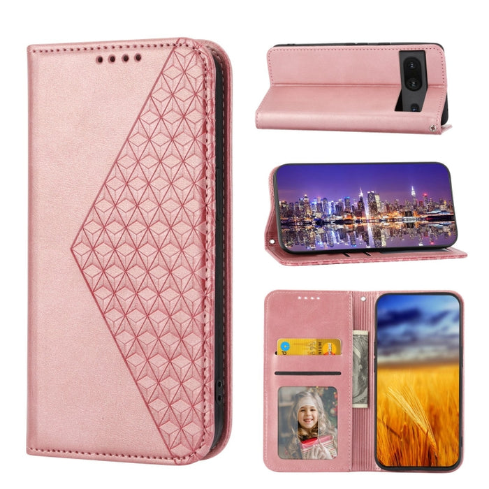 Caja de teléfono de cuero con cierre magnético y textura de becerro de rejilla cúbica, For Nothing Phone 1, For Xiaomi Redmi Note 11S 5G, For Xiaomi Redmi Note 11S Global, For Xiaomi Redmi Note 11 Pro 4G, For Xiaomi Redmi 10C 4G, For Xiaomi Redmi 10A  ...