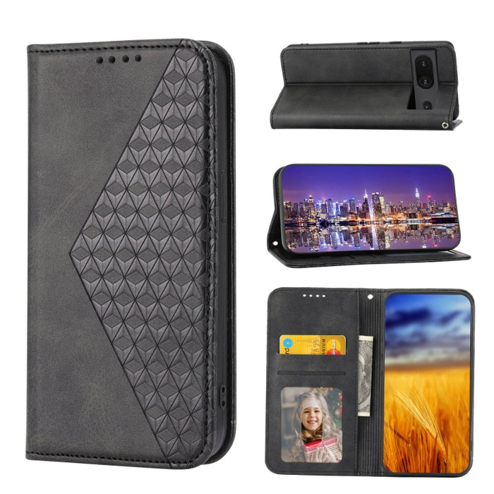 Caja de teléfono de cuero con cierre magnético y textura de becerro de rejilla cúbica, For Nothing Phone 1, For Xiaomi Redmi Note 11S 5G, For Xiaomi Redmi Note 11S Global, For Xiaomi Redmi Note 11 Pro 4G, For Xiaomi Redmi 10C 4G, For Xiaomi Redmi 10A  ...