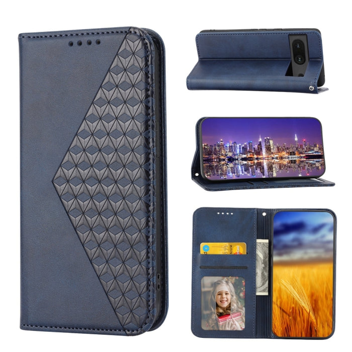 Caja de teléfono de cuero con cierre magnético y textura de becerro de rejilla cúbica, For Nothing Phone 1, For Xiaomi Redmi Note 11S 5G, For Xiaomi Redmi Note 11S Global, For Xiaomi Redmi Note 11 Pro 4G, For Xiaomi Redmi 10C 4G, For Xiaomi Redmi 10A  ...