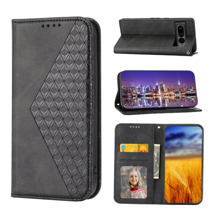 Caja de teléfono de cuero con cierre magnético y textura de becerro de rejilla cúbica, For Nothing Phone 1, For Xiaomi Redmi Note 11S 5G, For Xiaomi Redmi Note 11S Global, For Xiaomi Redmi Note 11 Pro 4G, For Xiaomi Redmi 10C 4G, For Xiaomi Redmi 10A  ...