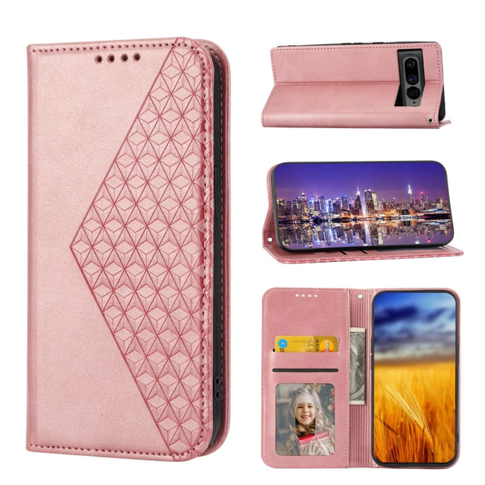 Caja de teléfono de cuero con cierre magnético y textura de becerro de rejilla cúbica, For Nothing Phone 1, For Xiaomi Redmi Note 11S 5G, For Xiaomi Redmi Note 11S Global, For Xiaomi Redmi Note 11 Pro 4G, For Xiaomi Redmi 10C 4G, For Xiaomi Redmi 10A  ...