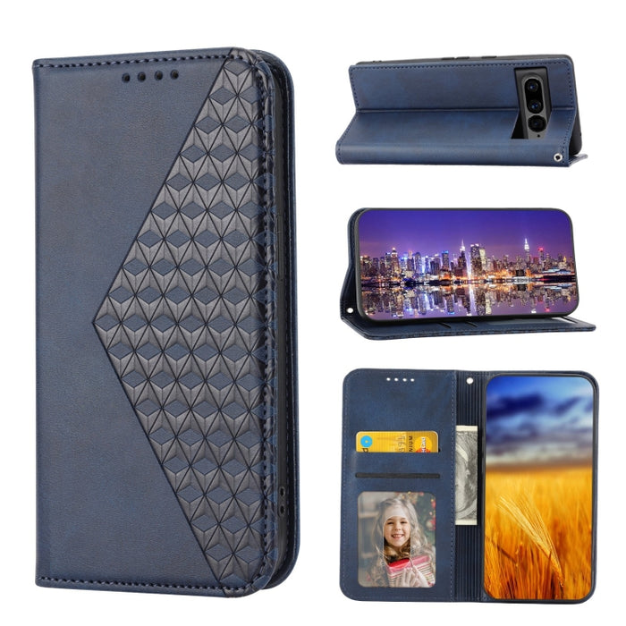 Caja de teléfono de cuero con cierre magnético y textura de becerro de rejilla cúbica, For Nothing Phone 1, For Xiaomi Redmi Note 11S 5G, For Xiaomi Redmi Note 11S Global, For Xiaomi Redmi Note 11 Pro 4G, For Xiaomi Redmi 10C 4G, For Xiaomi Redmi 10A  ...