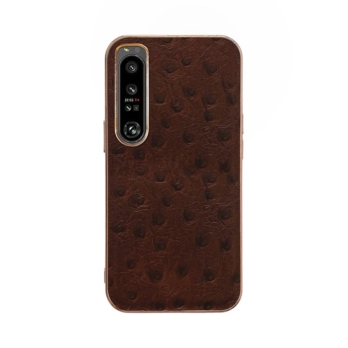 Estuche para teléfono con nanochapado en piel de avestruz de piel genuina, For Sony Xperia 1 IV, For Sony Xperia 10 IV, For vivo X80 5G, For vivo X80 Pro 5G, For Xiaomi Mix Fold 2, For Motorola Moto Razr 2022