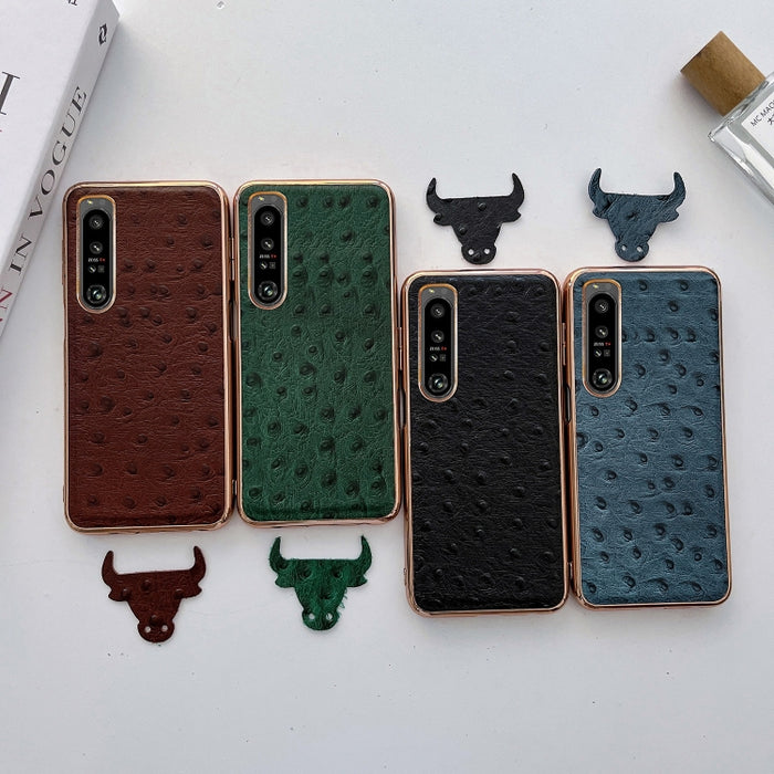 Estuche para teléfono con nanochapado en piel de avestruz de piel genuina, For Sony Xperia 1 IV, For Sony Xperia 10 IV, For vivo X80 5G, For vivo X80 Pro 5G, For Xiaomi Mix Fold 2, For Motorola Moto Razr 2022