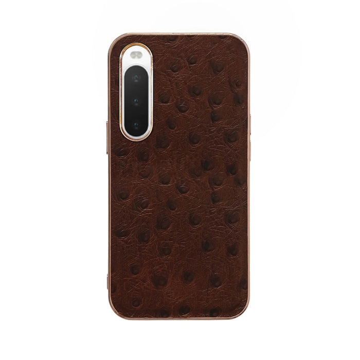 Estuche para teléfono con nanochapado en piel de avestruz de piel genuina, For Sony Xperia 1 IV, For Sony Xperia 10 IV, For vivo X80 5G, For vivo X80 Pro 5G, For Xiaomi Mix Fold 2, For Motorola Moto Razr 2022