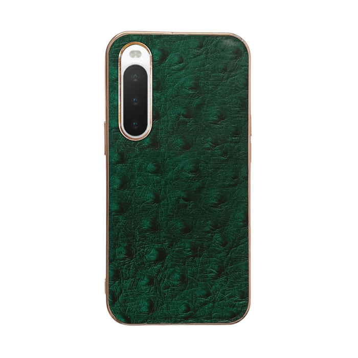 Estuche para teléfono con nanochapado en piel de avestruz de piel genuina, For Sony Xperia 1 IV, For Sony Xperia 10 IV, For vivo X80 5G, For vivo X80 Pro 5G, For Xiaomi Mix Fold 2, For Motorola Moto Razr 2022