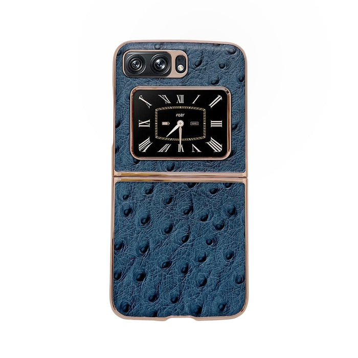 Estuche para teléfono con nanochapado en piel de avestruz de piel genuina, For Sony Xperia 1 IV, For Sony Xperia 10 IV, For vivo X80 5G, For vivo X80 Pro 5G, For Xiaomi Mix Fold 2, For Motorola Moto Razr 2022