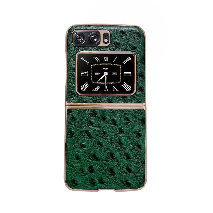Estuche para teléfono con nanochapado en piel de avestruz de piel genuina, For Sony Xperia 1 IV, For Sony Xperia 10 IV, For vivo X80 5G, For vivo X80 Pro 5G, For Xiaomi Mix Fold 2, For Motorola Moto Razr 2022