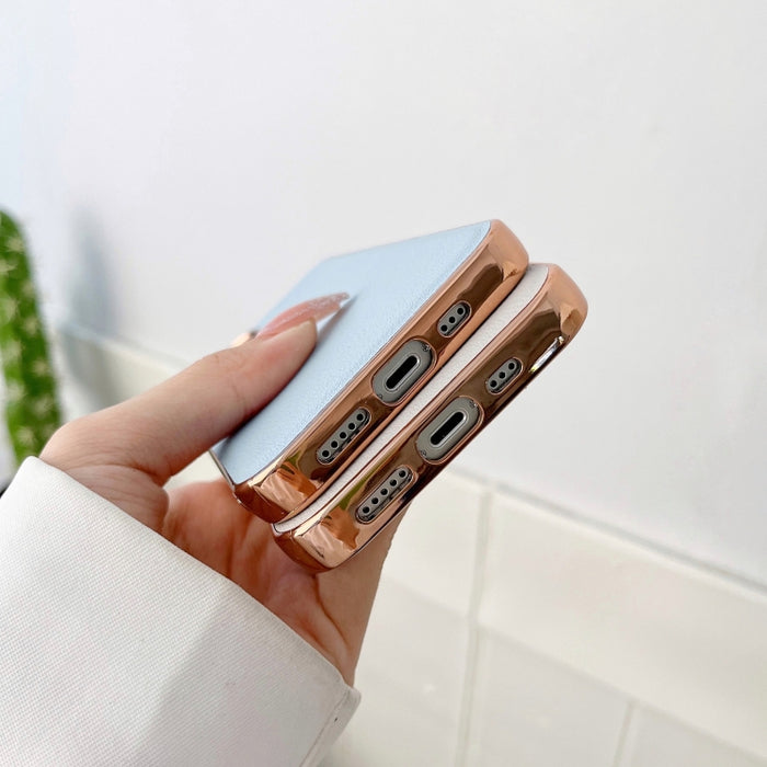 Estuche para teléfono de cuero genuino con nano galvanoplastia de la serie Waves