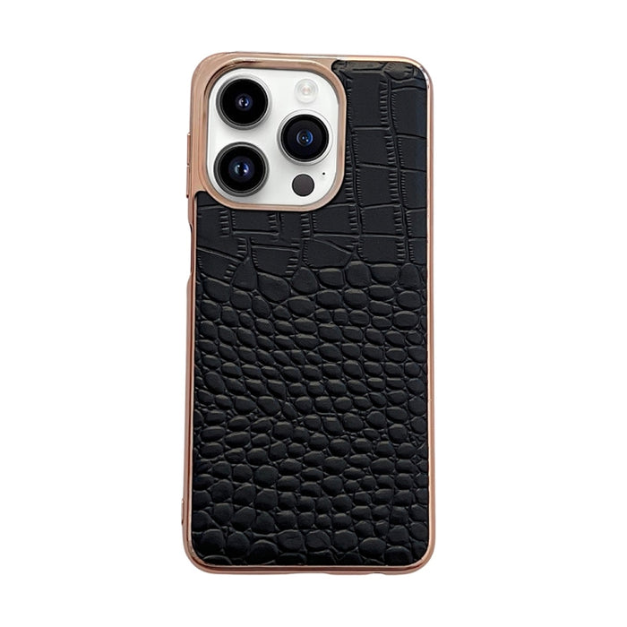 Funda de teléfono con nano galvanoplastia de cuero genuino con textura de cocodrilo