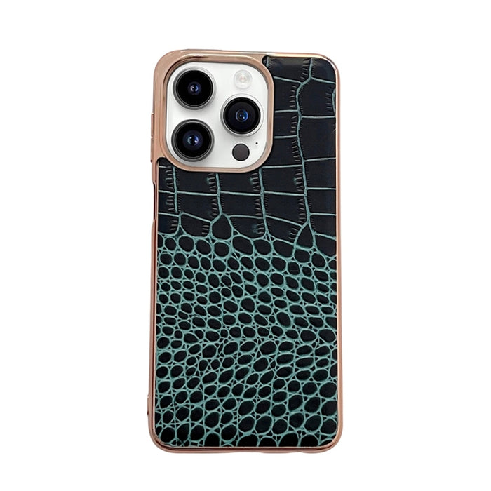 Funda de teléfono con nano galvanoplastia de cuero genuino con textura de cocodrilo