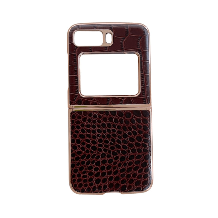 Funda de teléfono con nano galvanoplastia de cuero genuino con textura de cocodrilo