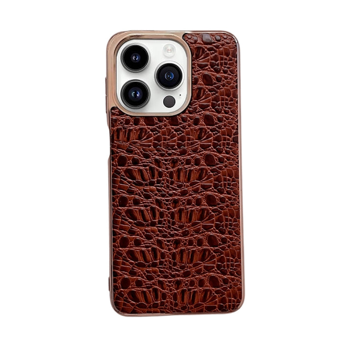 Sky Series Nano Galvanoplastia Estuche para teléfono de cuero genuino