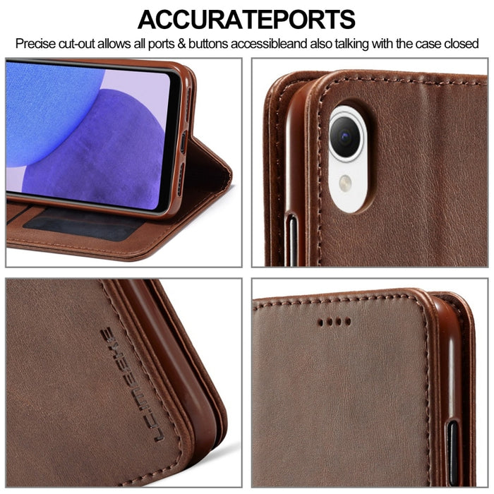 LC.IMEEKE Estuche para teléfono de cuero con textura de becerro, For Samsung Galaxy A23e, For Xiaomi 12T / 12T Pro, For Xiaomi Redmi 9C