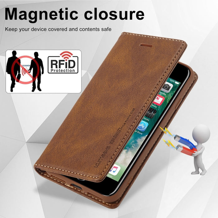 LC.IMEEKE RFID Funda de cuero antirrobo para teléfono