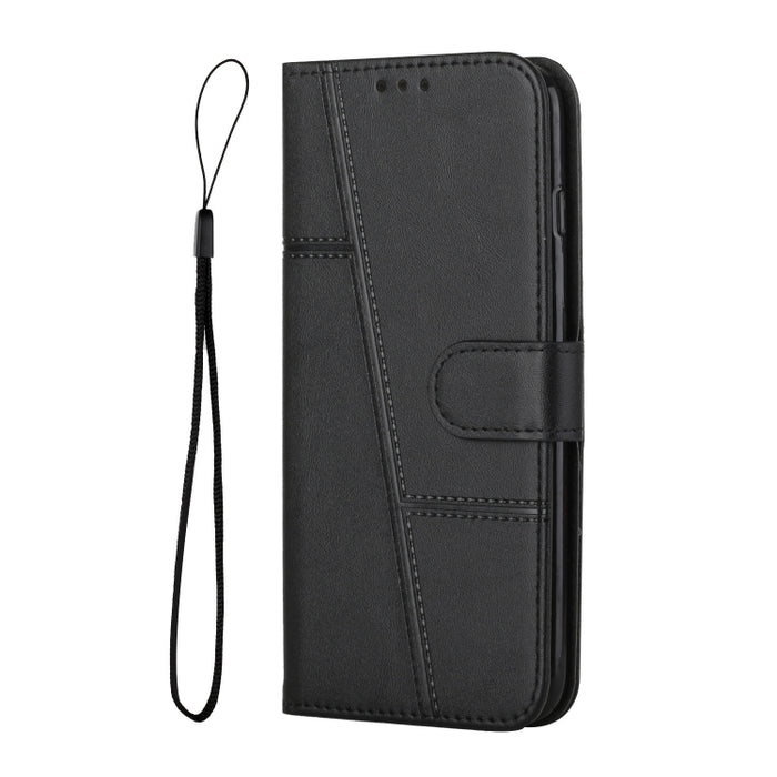 Estuche para teléfono de cuero con hebilla de textura de becerro cosido, For OPPO A57 5G/Realme V23/A77 5G, For Realme C30 4G, For OPPO Reno8 5G/Reno8 5G Global, For OPPO Reno8 Pro+ 5G/Reno8 Pro 5G Global, For vivo Y35 4G/Y22s/Y22, For Xiaomi Redmi A1 ...