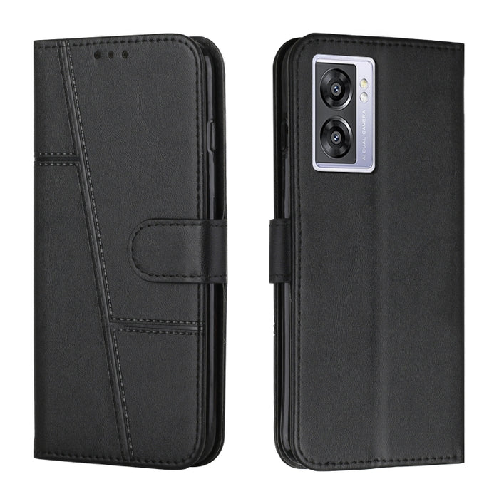 Estuche para teléfono de cuero con hebilla de textura de becerro cosido, For OPPO A57 5G/Realme V23/A77 5G, For Realme C30 4G, For OPPO Reno8 5G/Reno8 5G Global, For OPPO Reno8 Pro+ 5G/Reno8 Pro 5G Global, For vivo Y35 4G/Y22s/Y22, For Xiaomi Redmi A1 ...