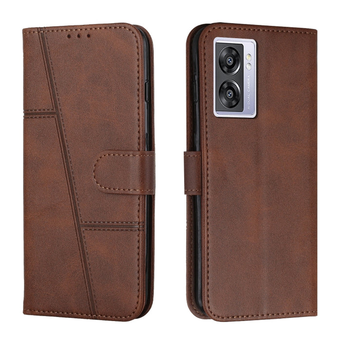 Estuche para teléfono de cuero con hebilla de textura de becerro cosido, For OPPO A57 5G/Realme V23/A77 5G, For Realme C30 4G, For OPPO Reno8 5G/Reno8 5G Global, For OPPO Reno8 Pro+ 5G/Reno8 Pro 5G Global, For vivo Y35 4G/Y22s/Y22, For Xiaomi Redmi A1 ...