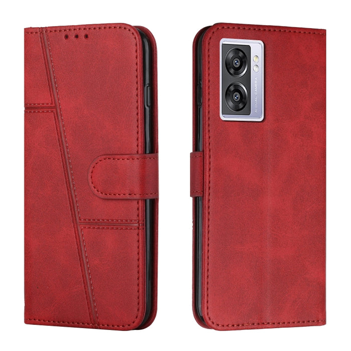 Estuche para teléfono de cuero con hebilla de textura de becerro cosido, For OPPO A57 5G/Realme V23/A77 5G, For Realme C30 4G, For OPPO Reno8 5G/Reno8 5G Global, For OPPO Reno8 Pro+ 5G/Reno8 Pro 5G Global, For vivo Y35 4G/Y22s/Y22, For Xiaomi Redmi A1 ...