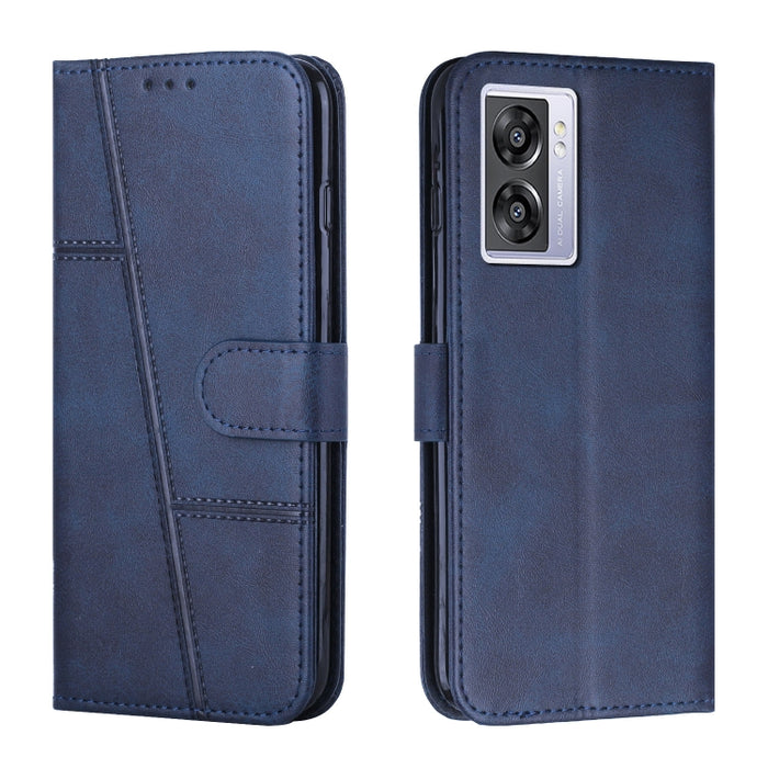 Estuche para teléfono de cuero con hebilla de textura de becerro cosido, For OPPO A57 5G/Realme V23/A77 5G, For Realme C30 4G, For OPPO Reno8 5G/Reno8 5G Global, For OPPO Reno8 Pro+ 5G/Reno8 Pro 5G Global, For vivo Y35 4G/Y22s/Y22, For Xiaomi Redmi A1 ...