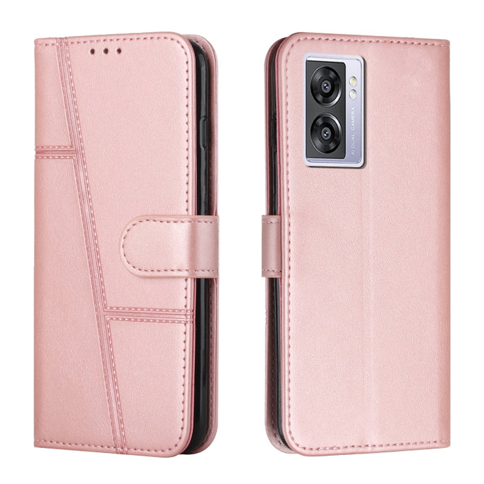 Estuche para teléfono de cuero con hebilla de textura de becerro cosido, For OPPO A57 5G/Realme V23/A77 5G, For Realme C30 4G, For OPPO Reno8 5G/Reno8 5G Global, For OPPO Reno8 Pro+ 5G/Reno8 Pro 5G Global, For vivo Y35 4G/Y22s/Y22, For Xiaomi Redmi A1 ...
