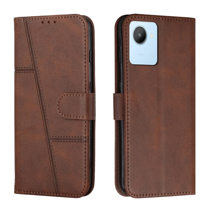 Estuche para teléfono de cuero con hebilla de textura de becerro cosido, For OPPO A57 5G/Realme V23/A77 5G, For Realme C30 4G, For OPPO Reno8 5G/Reno8 5G Global, For OPPO Reno8 Pro+ 5G/Reno8 Pro 5G Global, For vivo Y35 4G/Y22s/Y22, For Xiaomi Redmi A1 ...