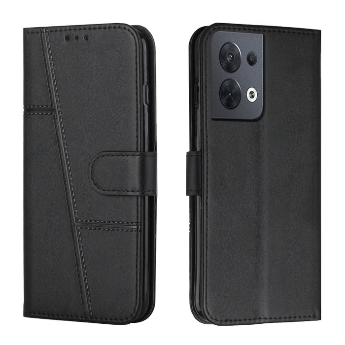 Estuche para teléfono de cuero con hebilla de textura de becerro cosido, For OPPO A57 5G/Realme V23/A77 5G, For Realme C30 4G, For OPPO Reno8 5G/Reno8 5G Global, For OPPO Reno8 Pro+ 5G/Reno8 Pro 5G Global, For vivo Y35 4G/Y22s/Y22, For Xiaomi Redmi A1 ...